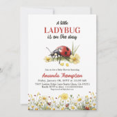 Invitation Rustic Floral Daisy A Little Ladybug Baby Shower (Devant)