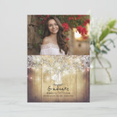 Invitation Rustic Floral Mason Jar Photo Graduation Party (Debout devant)