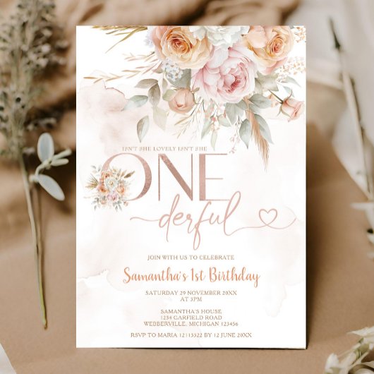 Invitation Rustic Floral n'est-elle pas géniale 1er anniversa