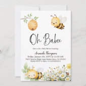 Invitation Rustic Floral Oh Babee Honey Bee Baby Shower (Devant)