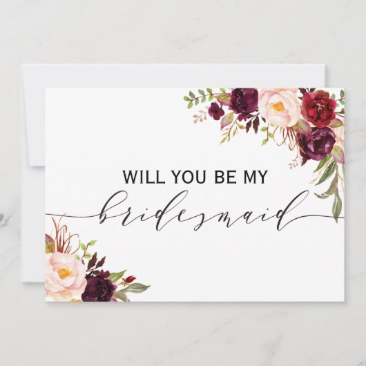 Invitation Rustic Floral Seras-tu ma servante d'honneur | 2 c (Devant)