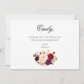 Invitation Rustic Floral Seras-tu ma servante d'honneur | 2 c (Dos)