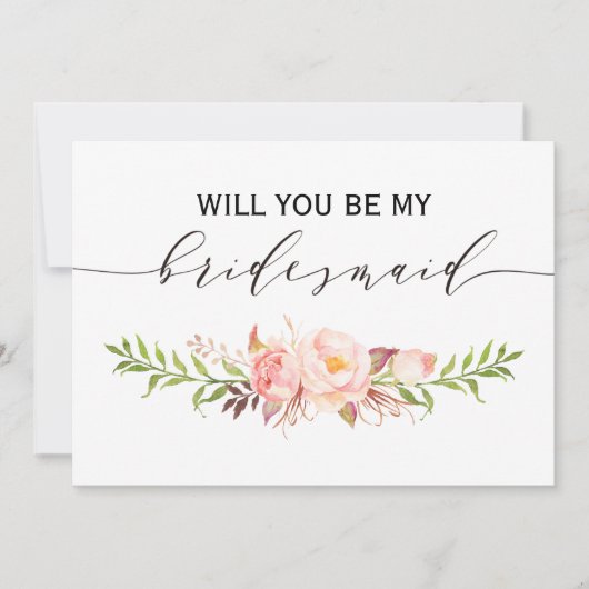 Invitation Rustic Floral Seras-tu ma servante d'honneur | 2cô (Devant)