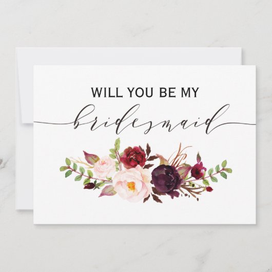 Invitation Rustic Floral Seras-tu ma servante d'honneur | 2cô (Devant)