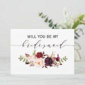 Invitation Rustic Floral Seras-tu ma servante d'honneur | 2cô (Debout devant)