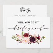 Invitation Rustic Floral Seras-tu ma servante d'honneur | 2cô (Devant / Derrière)