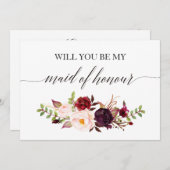 Invitation Rustic Floral Serez-vous ma servante d'honneur-2 (Devant / Derrière)