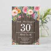 Invitation Rustic Floral Surprise 30e anniversaire (Debout devant)