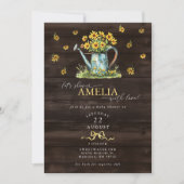 Invitation Rustic Floral Watering Can Baby Girl Shower (Devant)