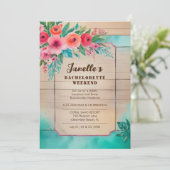 Invitation Rustic Floral & Wood Elegant Bachelorette Weekend  (Debout devant)
