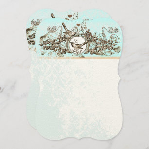 Invitation Rustic Forest Birds Bronze Scroll Mariage