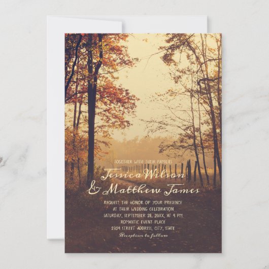 Invitation Rustic Forest Fall Woods Country Farm Mariage (Devant)