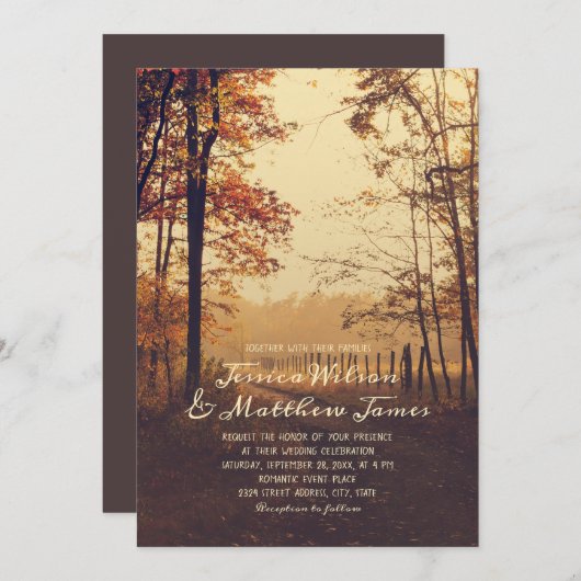 Invitation Rustic Forest Fall Woods Country Farm Mariage (Devant / Derrière)