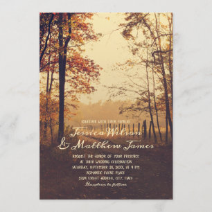 Invitation Rustic Forest Fall Woods Country Farm Mariage