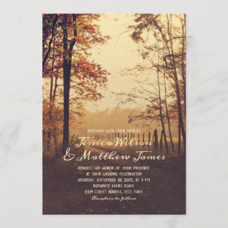 Invitation Rustic Forest Fall Woods Country Farm Mariage