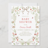 Invitation Rustic Forest Floral Bow Neutral Baby Shower (Devant)