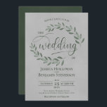 Invitation Rustic Forest Green Leaves Elegant Gray Wedding<br><div class="desc">These beautiful wedding invitation features a rustic design with sprigs of rust forest green colored leaves and modern script lettering on a marbled gray colored background. Sophisticated,  classy,  and chic,  these invites are perfect for an outdoor ceremony.</div>