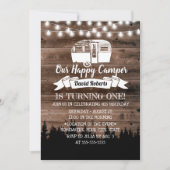 Invitation Rustic Forest Happy Camper 1er anniversaire fête (Devant)