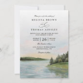 Invitation Rustic Forest Lake Landscape QR Code Wedding (Devant)