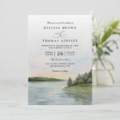 Invitation Rustic Forest Lake Landscape QR Code Wedding (Debout devant)