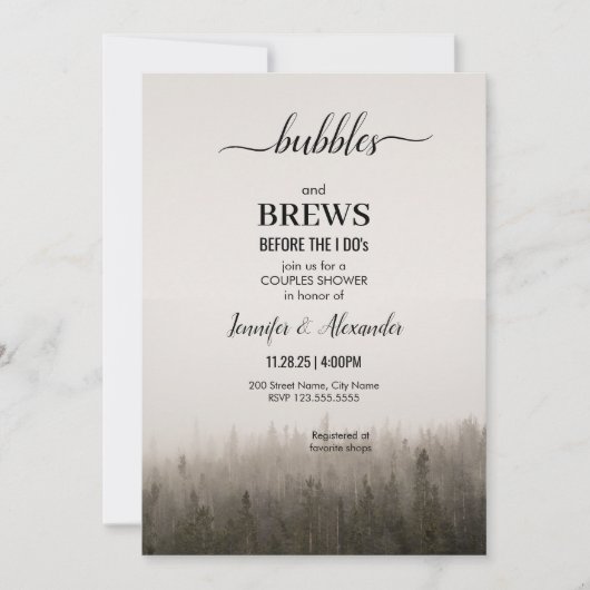 Invitation Rustic Forest Misty Landscape (Devant)