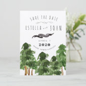 Invitation Rustic Forest Mountain Sauvez la date Mariage (Debout devant)