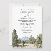 Invitation Rustic Forest Mountain Skyline QR Code Wedding (Devant)