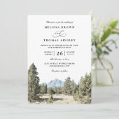 Invitation Rustic Forest Mountain Skyline QR Code Wedding (Debout devant)