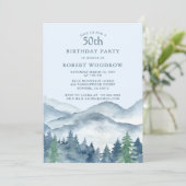 Invitation Rustic Forest Mountains 50e anniversaire fête (Debout devant)