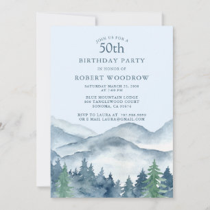 Invitation Rustic Forest Mountains 50e anniversaire fête