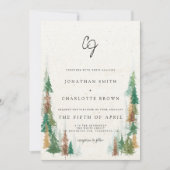 Invitation Rustic Forest & Mountains Monogram Mariage (Devant)
