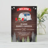 Invitation Rustic Forest One Happy Camper 1er Anniversaire (Debout devant)