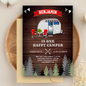Invitation Rustic Forest One Happy Camper 1er Anniversaire