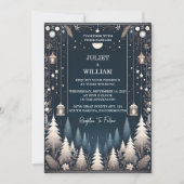 Invitation Rustic Forest Stars Neige brillant Mariage d'hiver (Devant)