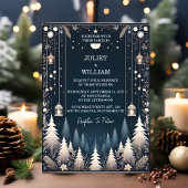 Invitation Rustic Forest Stars Neige brillant Mariage d'hiver