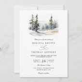 Invitation Rustic Forest Trees Pine Elegant QR Code Wedding (Devant)