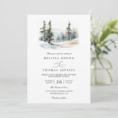 Invitation Rustic Forest Trees Pine Elegant QR Code Wedding (Debout devant)
