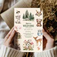 Rustic Forest Woodland Animals Wild One Birthday
