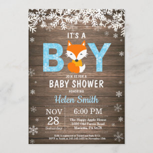 Invitation Rustic Fox Winter Boy Baby shower