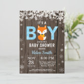 Invitation Rustic Fox Winter Boy Baby shower (Debout devant)