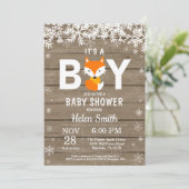 Invitation Rustic Fox Winter Boy Baby shower (Debout devant)