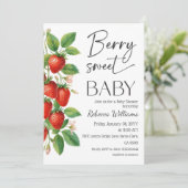 Invitation Rustic Fruit Strawberry Berry Sweet Baby Shower (Debout devant)
