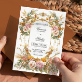 Invitation Rustic Garden Estate Blush Gold Floral Wedding 