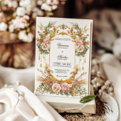 Invitation Rustic Garden Estate Blush Gold Floral Wedding 