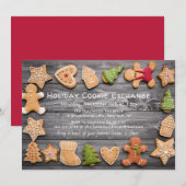 Invitation Rustic Gingerbread Holiday Cookie Exchange (Devant / Derrière)