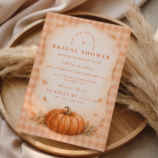 Invitation Rustic Gingham Pumpkin Bridal Shower