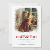 Invitation Rustic girl awaiting Santa printable Christmas (Devant)