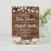 Invitation Rustic Girl Citrouille Fall Greeney Baby shower ro (Debout devant)