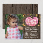 Invitation Rustic Girl Citrouille premier anniversaire Invita (Devant / Derrière)