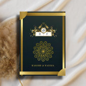 Invitation Rustic Gold Elegant Nikkah Musulman Mariage Cérémo